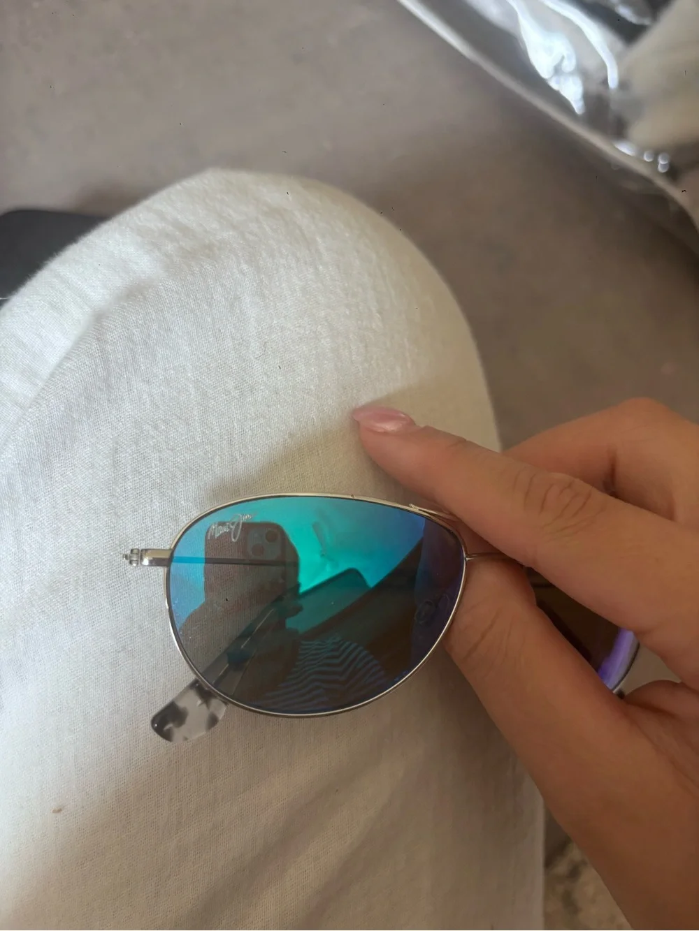 Maui Jim Baby Beach Aviator Sunglasses - Silver Frame with Blue Lenses